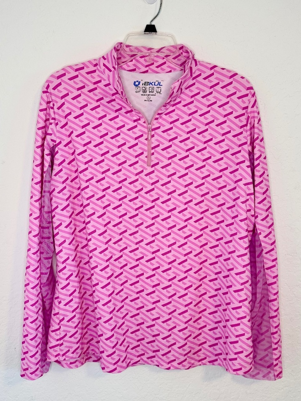 IBKUL UPF 50+ Fatima Print Long Sleeve Mock Neck Top, Size XL
